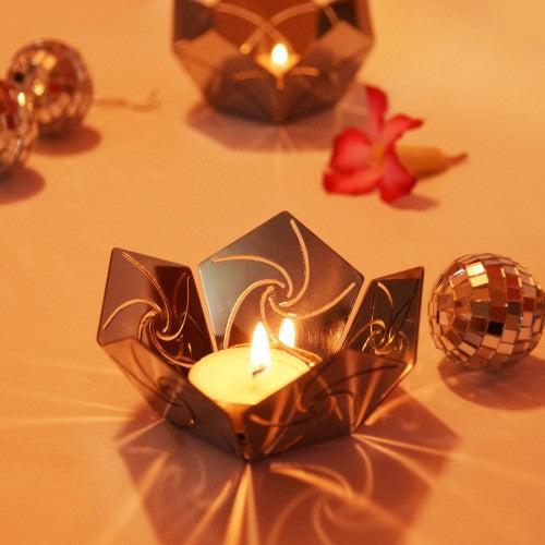 Tealight holder - Spiral - Stainless Steel - Set Of Two-Home Décor-Claymango.com