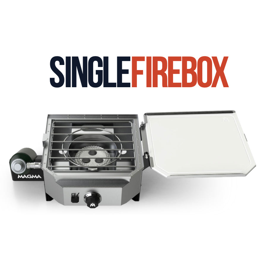 Magma CO10-115, RV Crossover Bundle, Double Burner Firebox, Grill Top, Griddle Top, Plancha, and Pizza Oven Top