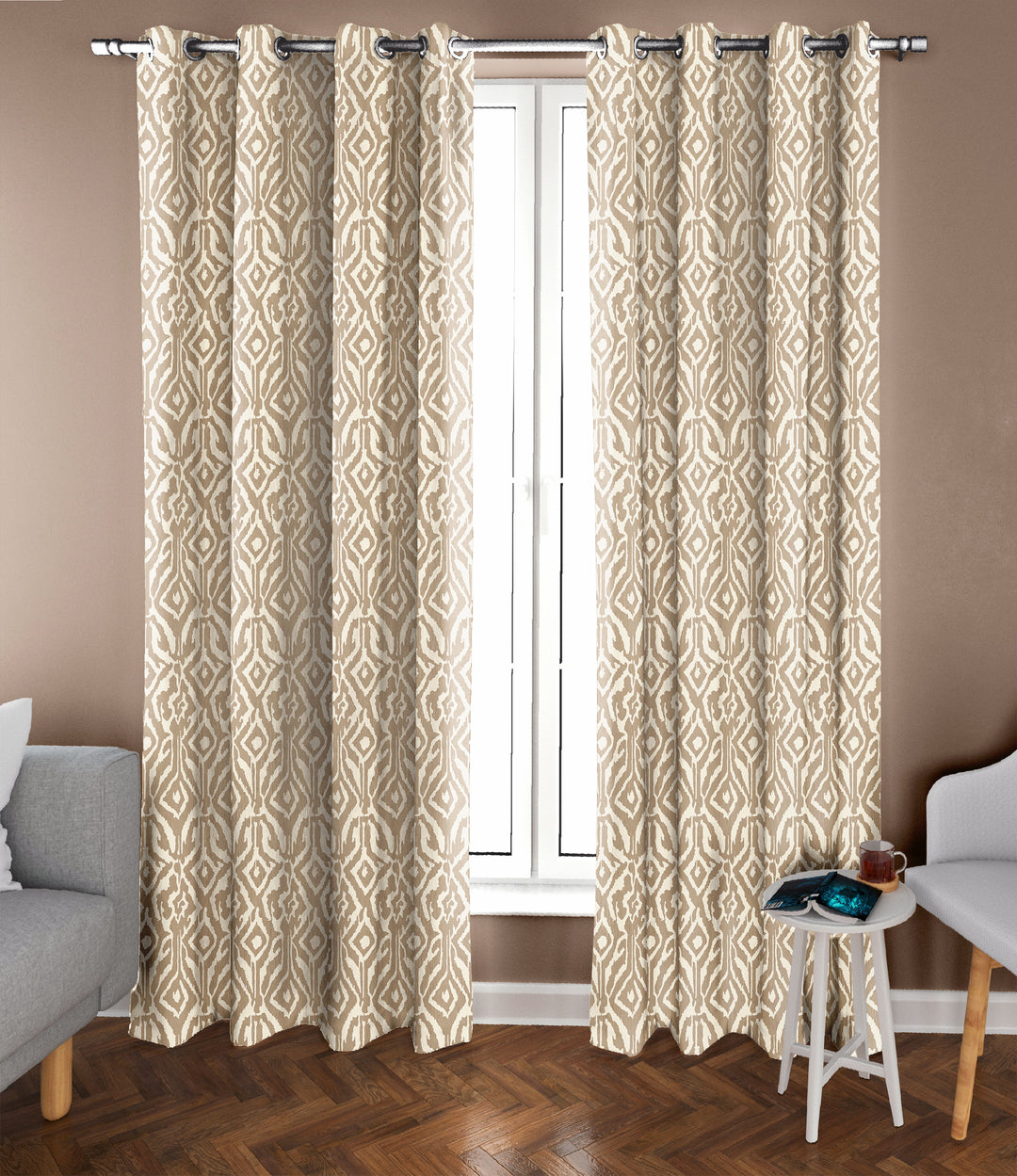 Buy Ultimate Trends ™ Premium Polyester Floral Curtains for Long Door 10  feet Pack of 1 Piece - Beige Online at Low Prices in India 