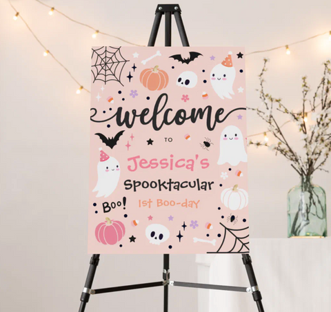 halloween first birthday welcome sign