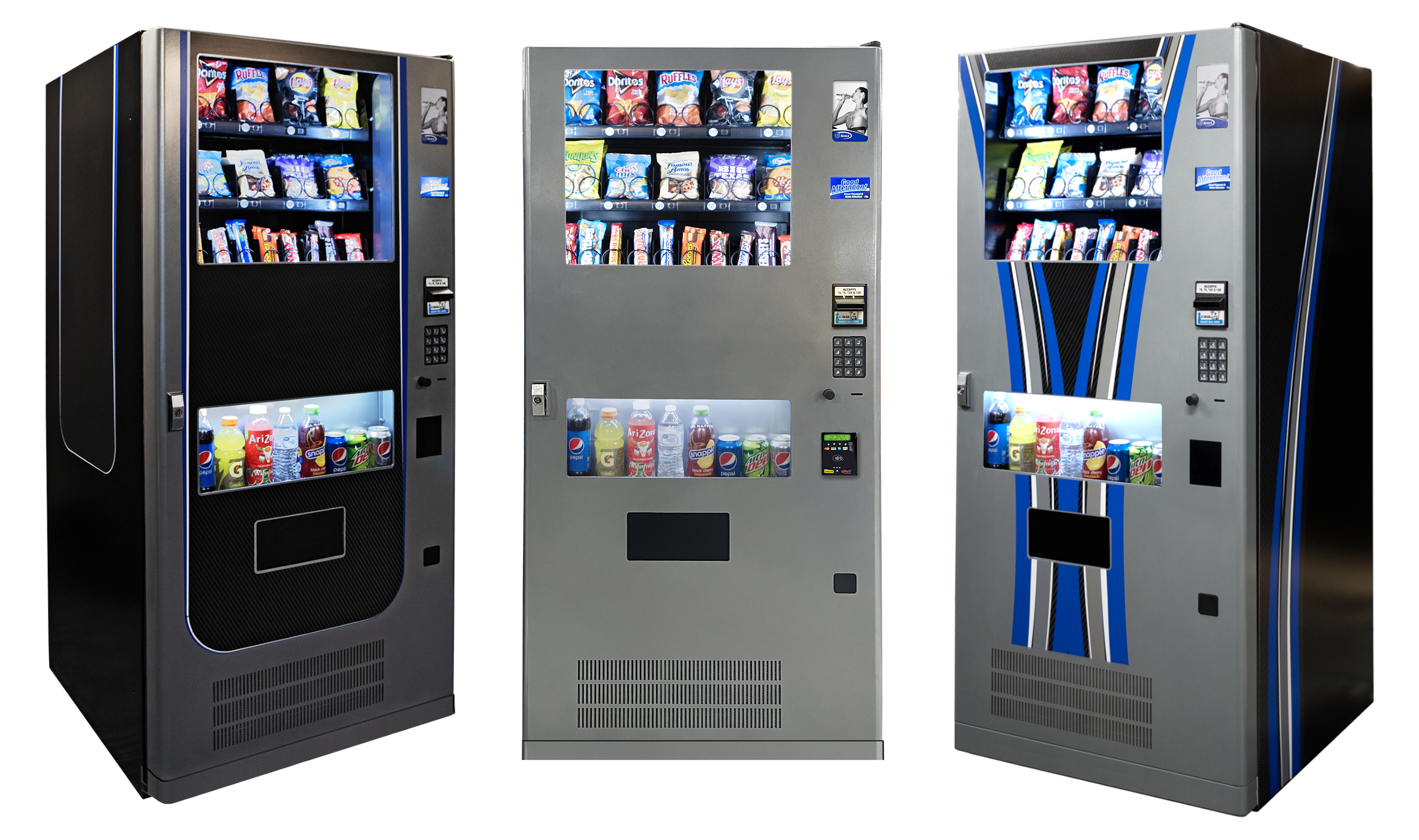 QB400 Quick Break Seaga Snack and Drink Combo Vending Machine Graphic Options