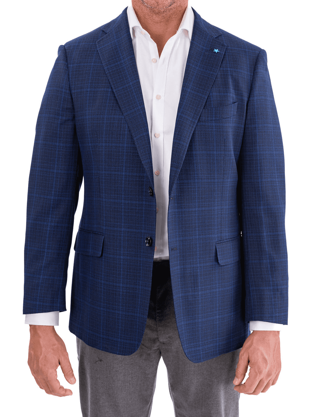 Bestfit Menswear  Men's Classic Fit Plaid Blazer 100% Wool Sport Coat