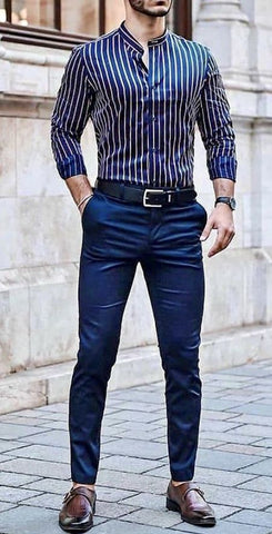 Men Elegant Blue Pant Office Formal Wear Trouser Gift For, 56% OFF