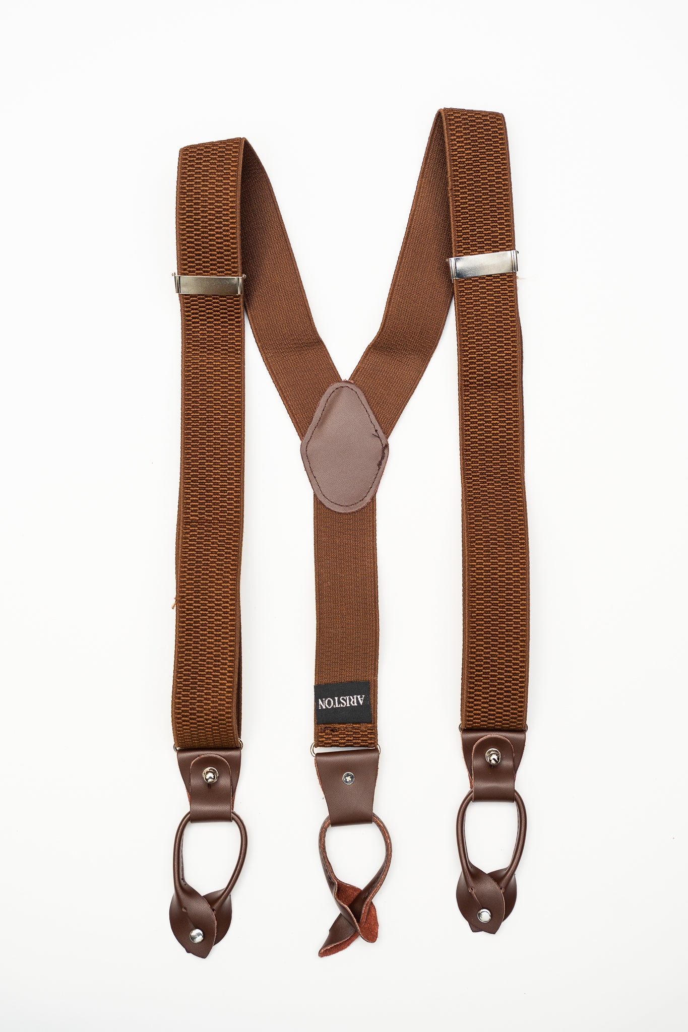 Brooks Brothers Blue/Maroon Stripe Leather Adjustable Braces Suspenders -  WTP