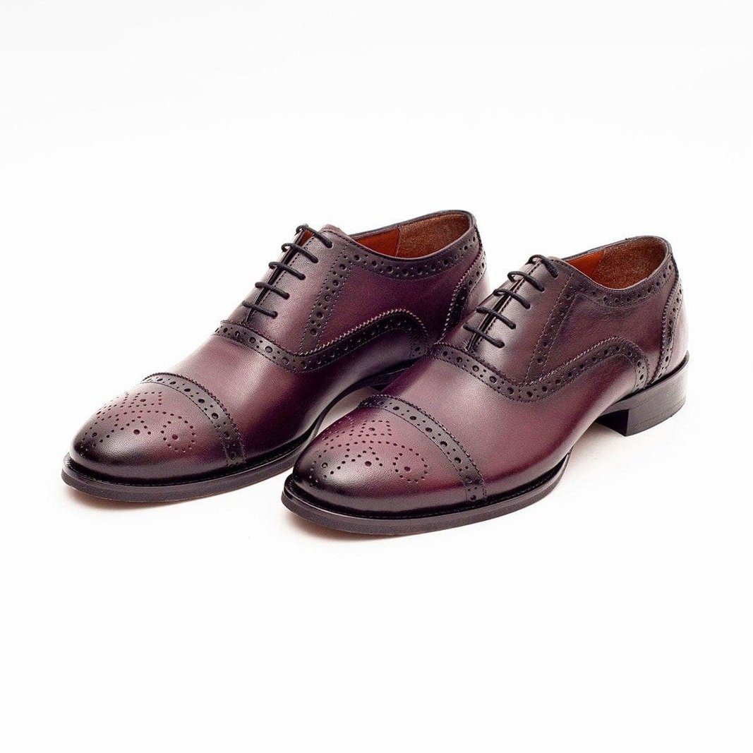 gek geworden rekruut Efficiënt Ariston Mens Burgundy Oxford Lace-up Leather Dress Shoes | The Suit Depot