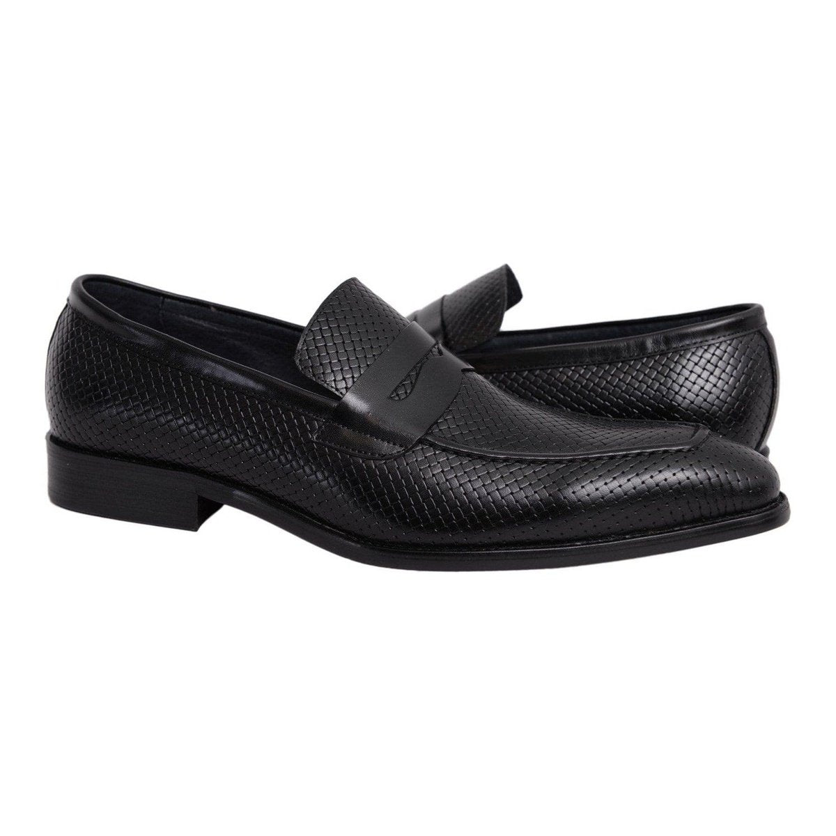 Mens Black Slip-on Leather Dress Shoes | Suit Depot