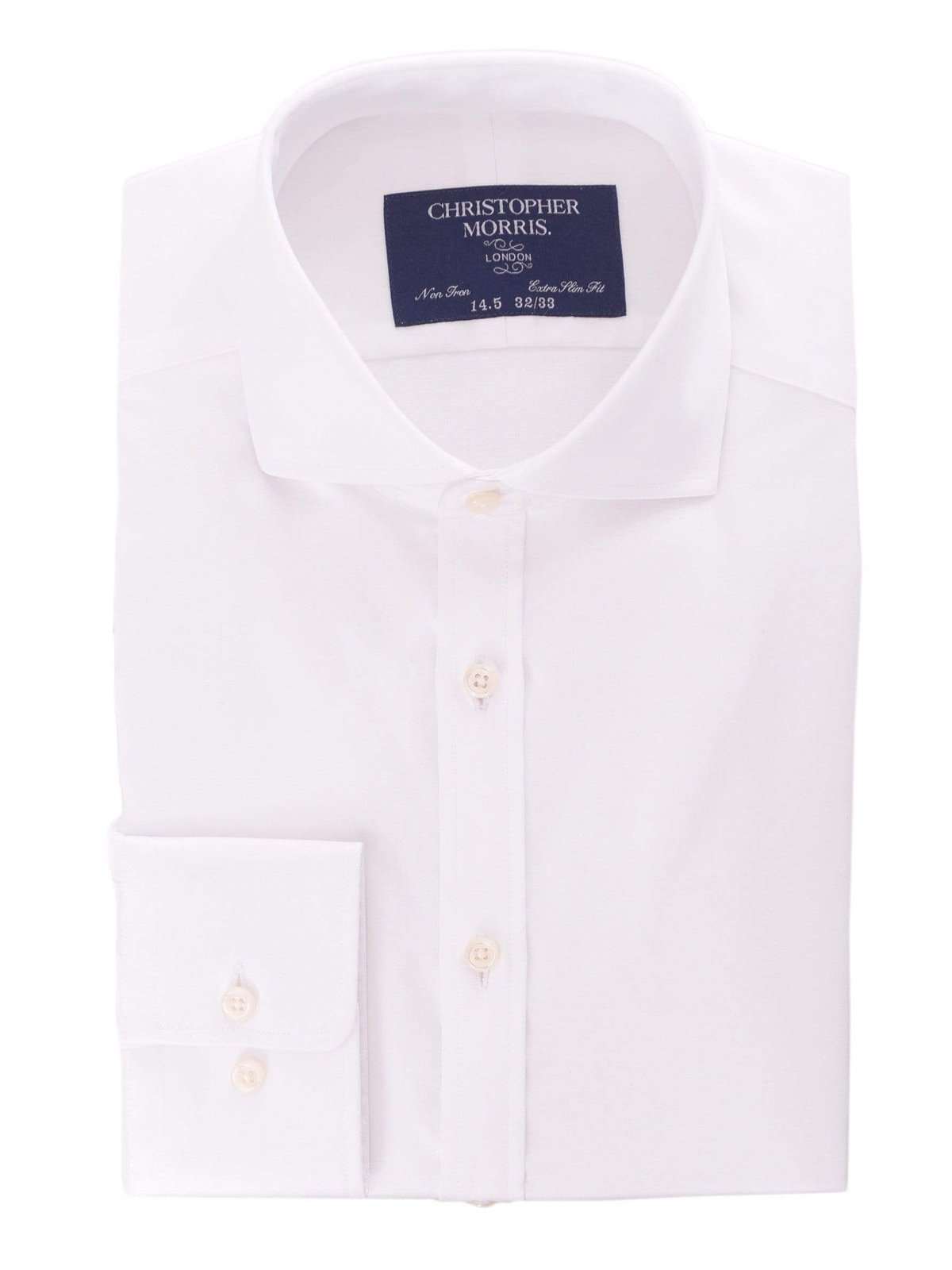 garen Misbruik compressie Mens Extra Slim Fit Solid White Twill Spread Collar Non Iron Cotton Dress  Shirt | The Suit Depot