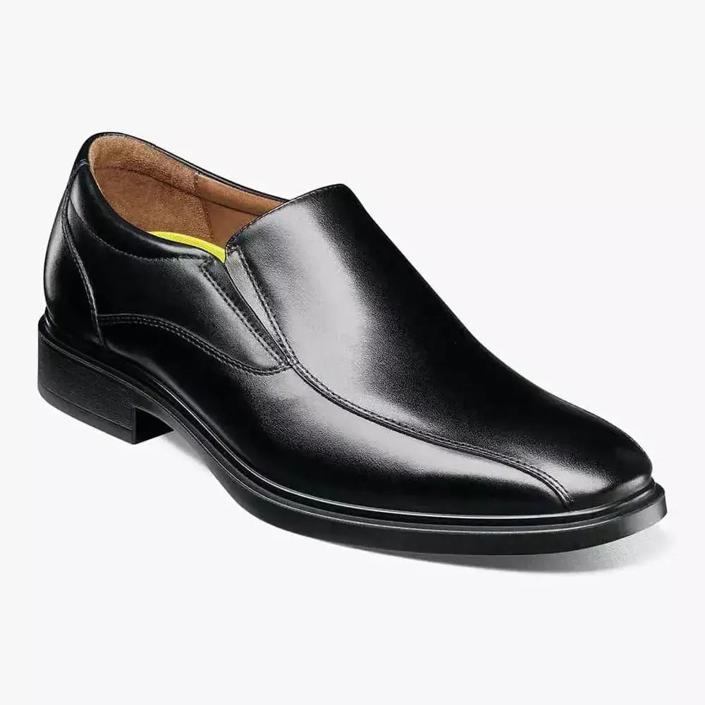 Florsheim Forecast Solid Black Slip-on Leather Dress Shoes - Wide The Suit