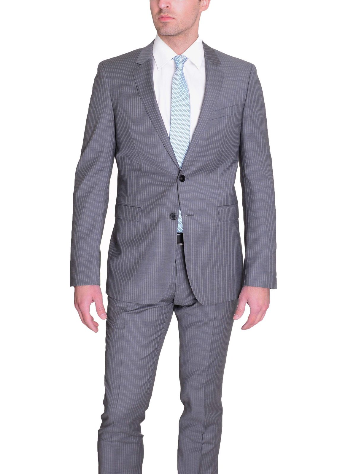 Mierda Serrado Jardines Hugo Boss Inwood/Winfield_1 Slim Fit Gray Striped Two Button Wool Suit |  eBay