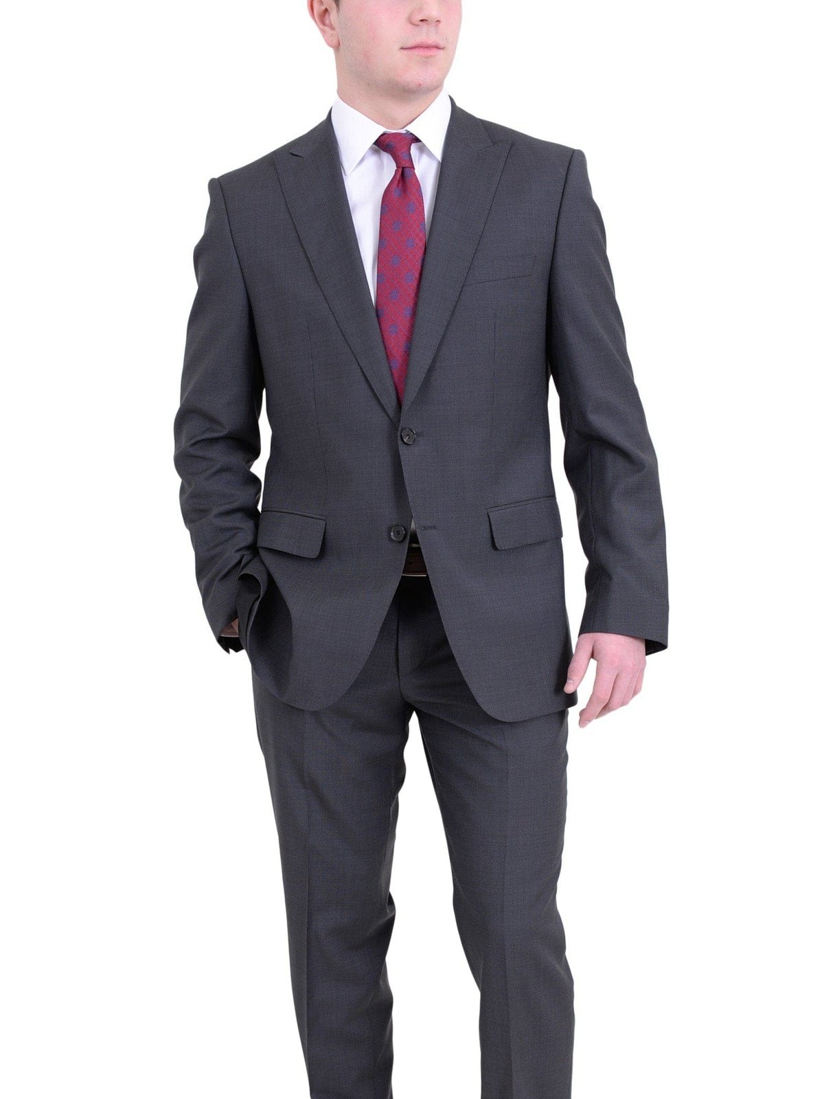Pertenece Disciplina pantalla Hugo Boss The Fordham/central Gray Mini Check Wool Suit With Peak Lapels |  The Suit Depot