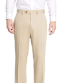 Michael Kors Regular Fit Solid Beige Flat Front Washable Dress Pants | The  Suit Depot