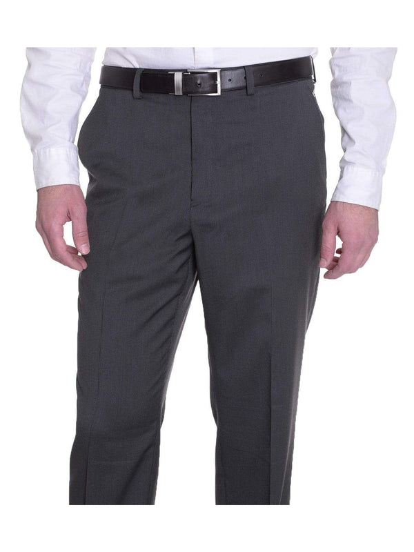 Michael Kors Regular Fit Gray Textured Stretch Fabric Flat Front Dress  Pants | The Suit Depot