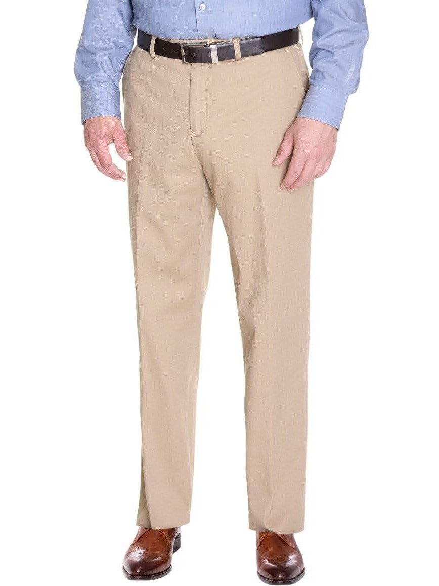 Michael Kors Mens Solid Tan Flat Front Cotton Casual Chino Khaki Pants |  The Suit Depot