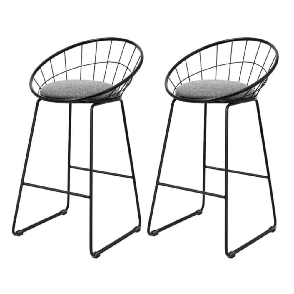 Cody Industrial Counter Stool (Set of 2) Grey 65cm Bar Stool Home