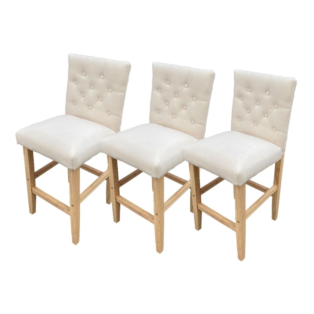 set of 3 bar stools white