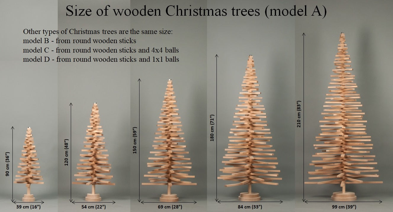 Wooden Christmas tree 180 cm (6 ft), wood xmas tree