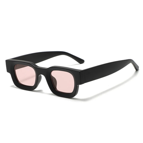 Vintage V1 Black Pink Square Sunglasses featuring bold black frames with stylish pink-tinted lenses for a trendy, retro-modern look—perfect for fashion-forward men.
