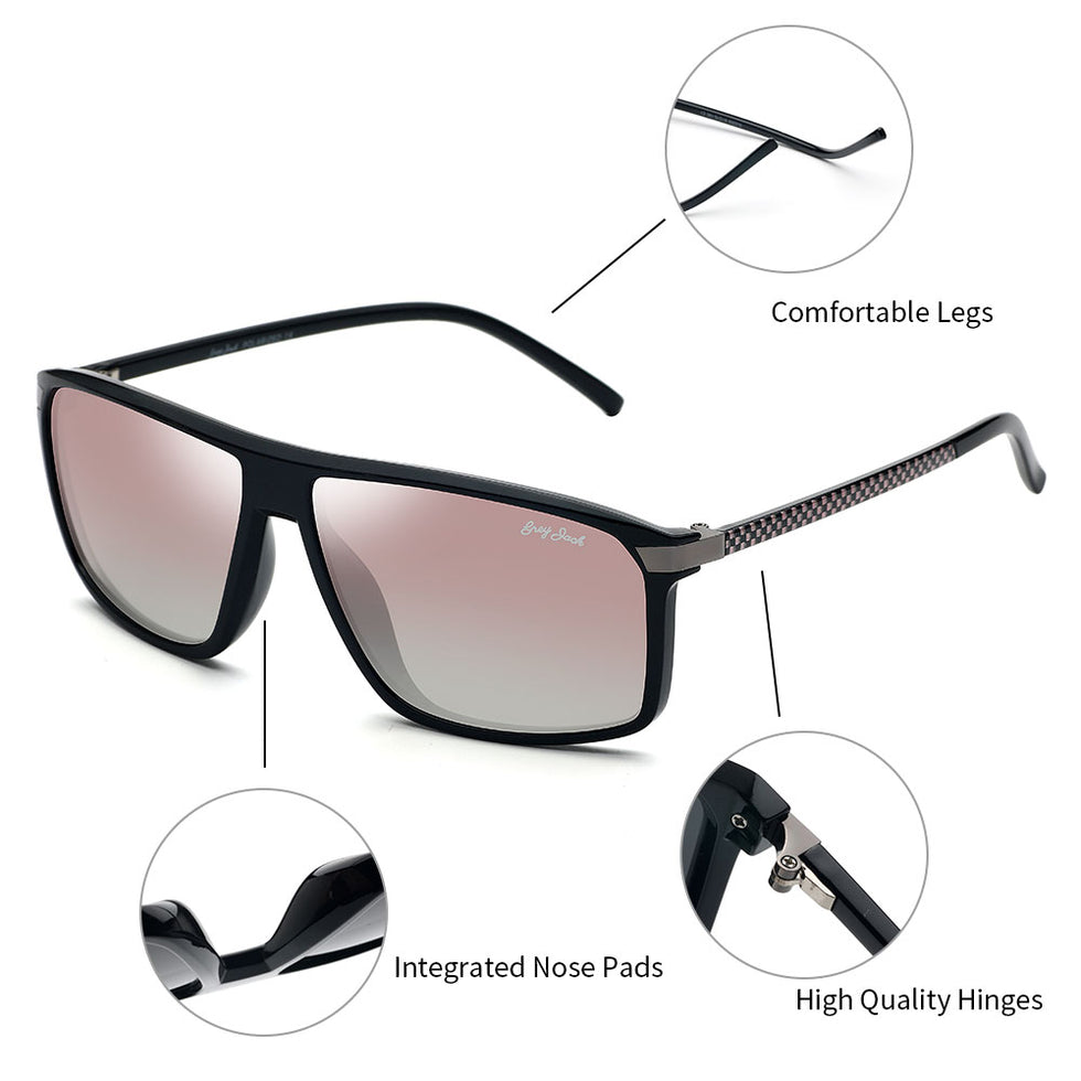 GREY JACK TR90 Rectangular Polarized Sunglasses for Men Women 2209 ...