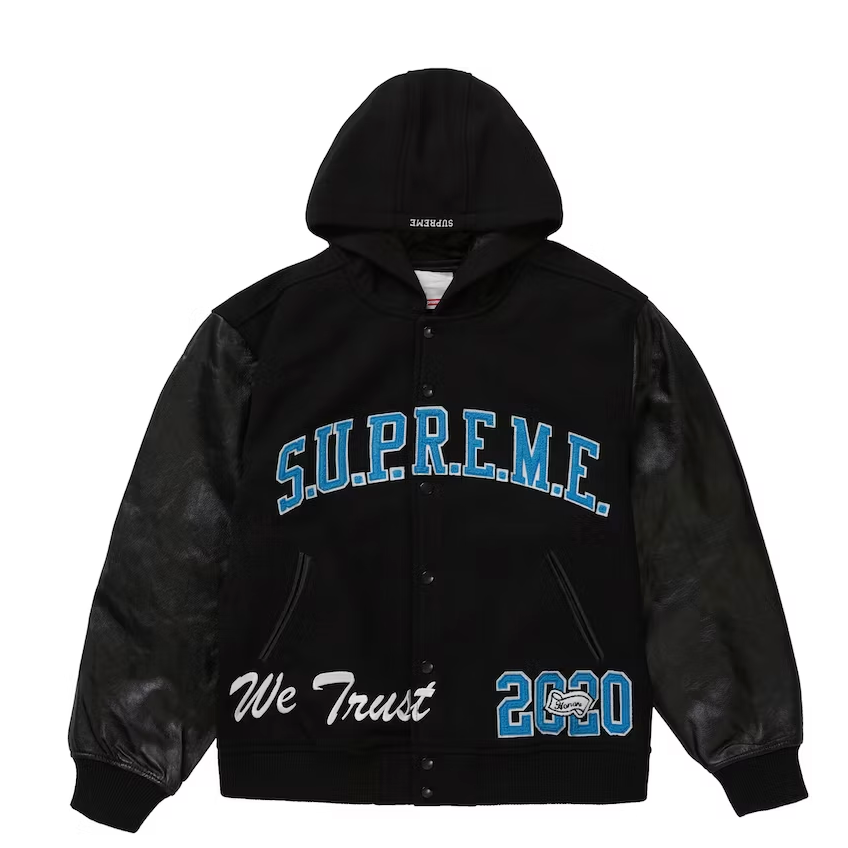 Supreme King Hooded Varsity Jacket Black – MD Sneaks