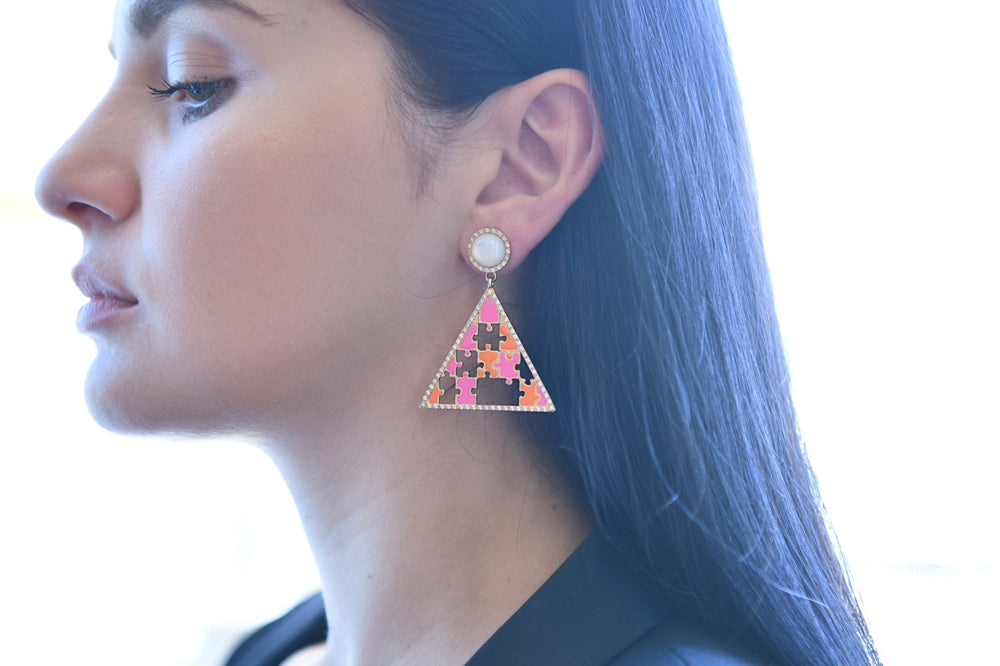 Crystal Puzzle Piece Earrings