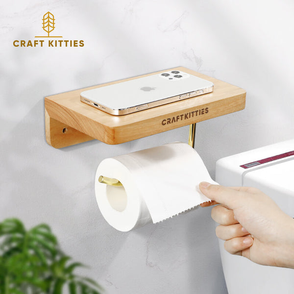 Walnut Toilet Paper Holder With Shelf – CraftKitties