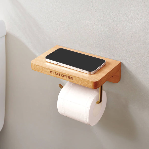 Leatherette and Oak Toilet Paper Holder