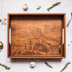 Sapele wood tray with Newcastle landmarks etch
