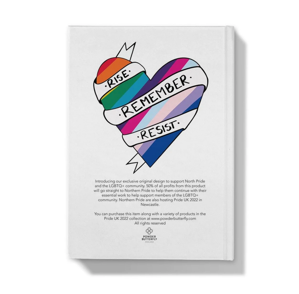 Pride UK Gifts 2022 Hard backed Journal back of cover