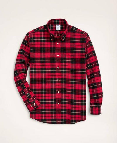 Relaxed Fit Flannel Shirt - Red/plaid - Men