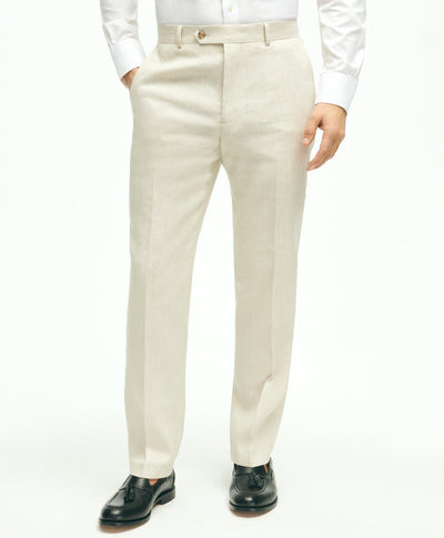 Regent Fit Linen Cotton Herringbone Suit Pants