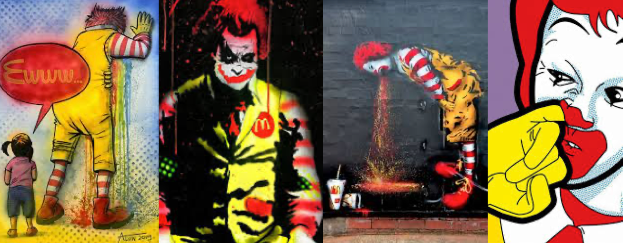 Oeuvre d'Art détournant le Clown Ronald McDonald