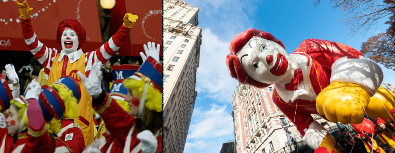 parade avec la présence du clown Ronald McDonalds