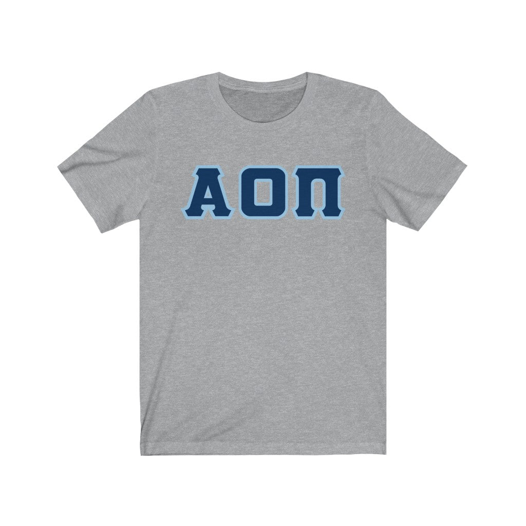 AOII Printed Letters | L Blue with Hot Pink Border T-Shirt