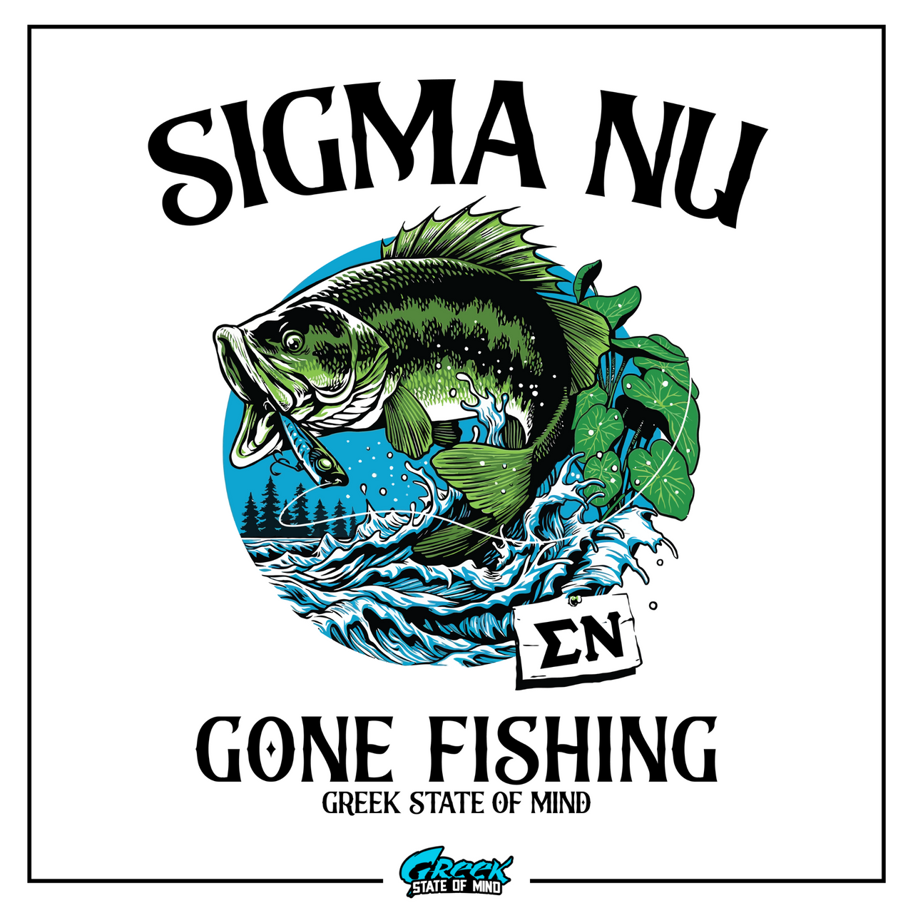 Sigma Nu Graphic T-Shirt | Gone Fishing Solid Natural / L