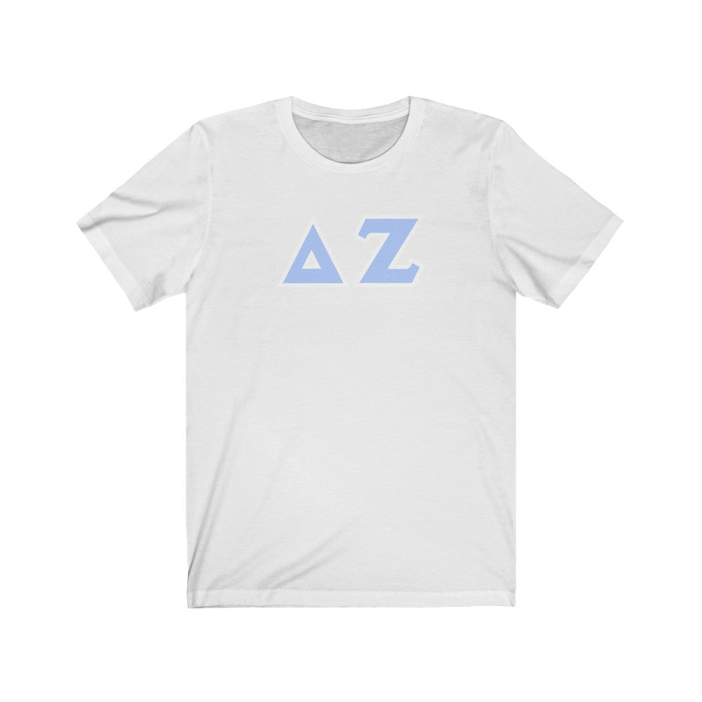 Delta Zeta Printed Letters | L Pink & White Border T-Shirt