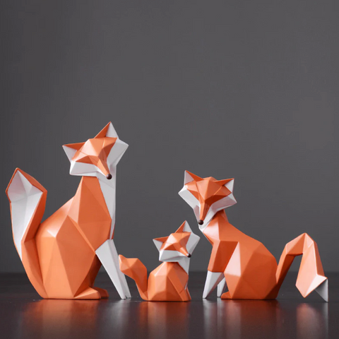 Geometric Orange Fox - Art Sculpture