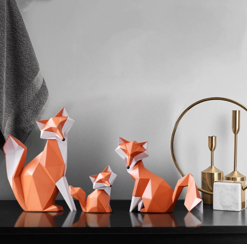 Geometric Orange Fox - Art Sculpture