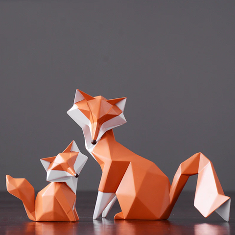 Geometric Orange Fox - Art Sculpture