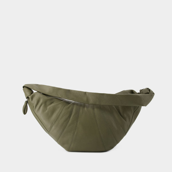 Large Croissant Bag in Green Leather