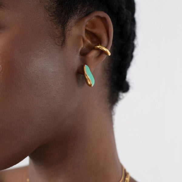 Neon Agua Sqiggle Earrings in plated gold