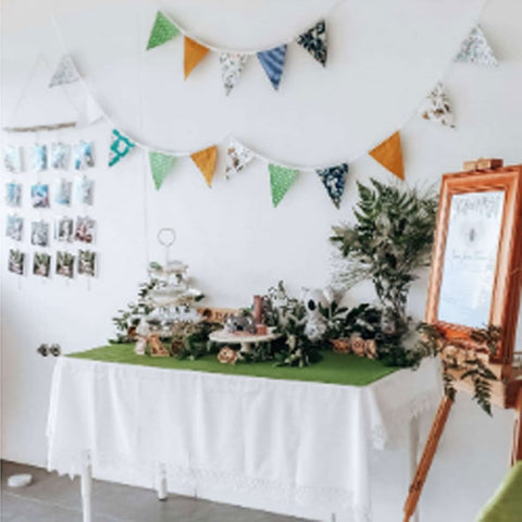 Table set up with nature-themed eco-friendly party