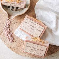 The Naked soap Company Grapefruit and Neroli soap bar. Plastic-free. Diminish.