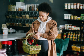 woman shopping with a basket