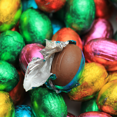 Chocolate easter eggs wrapped in foil