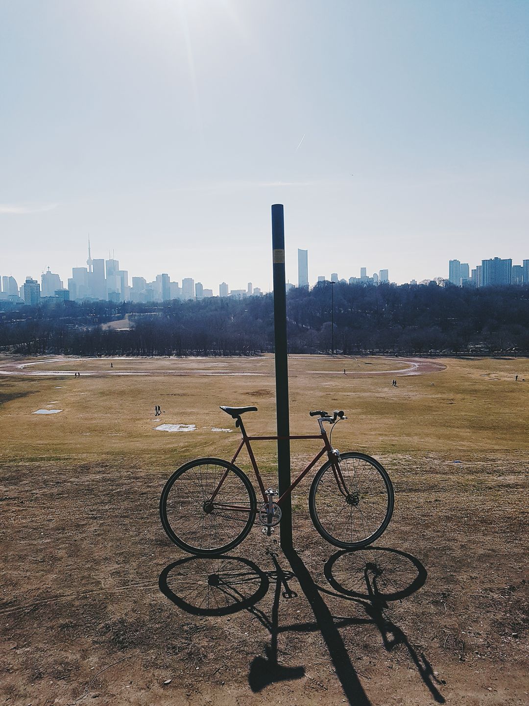 Bike against a Toronto city skyline