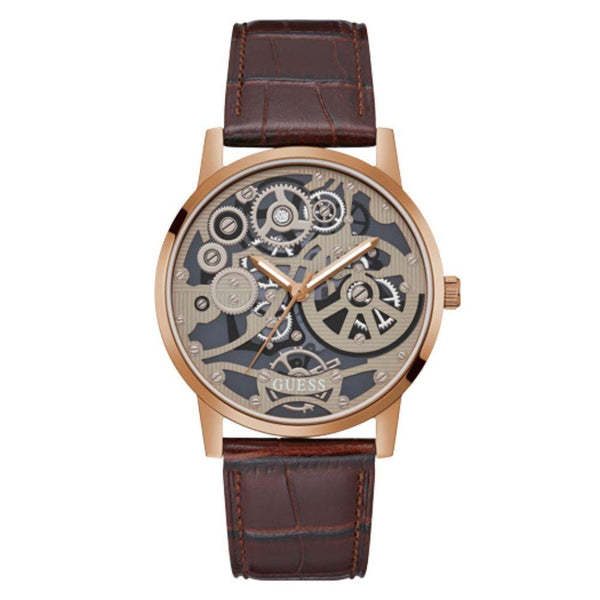 Guess Coffee Leather Strap Men's Watch GW0262G3 – Watches of America