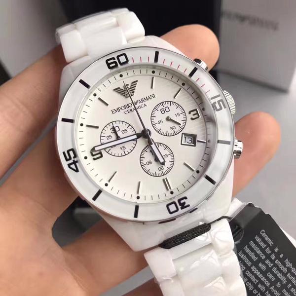 Emporio Armani White Ceramic Chronograph Ladies Watch AR1424 – Watches of  America