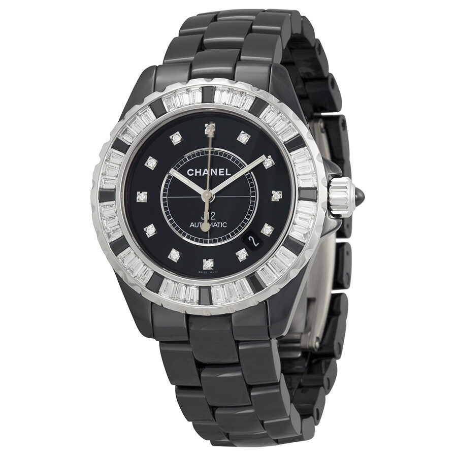 Chanel J12 Automatic Black Diamond Dial Black Ceramic Unisex Watch ...