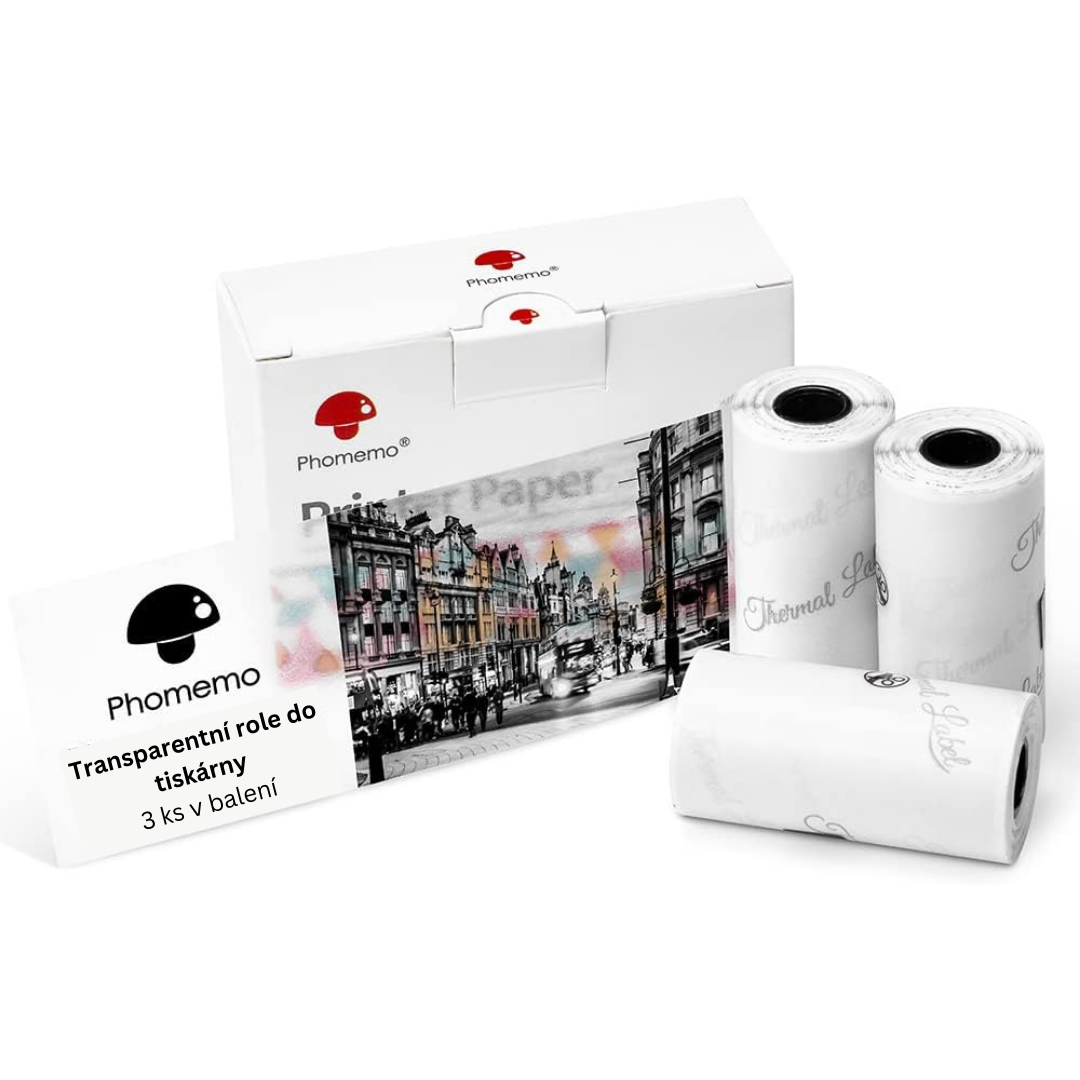 Náhradní transparentní samolepící štítky do tiskárny PHOMEMO T02 | 50 mm x 3,5 m