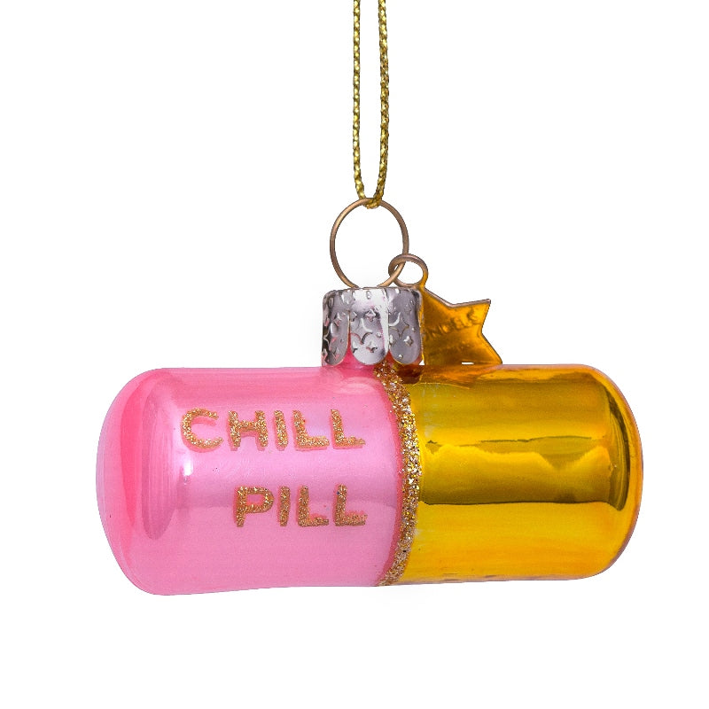 Vondels Ornament glass pink/gold chill pill